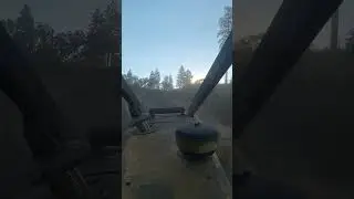 coming up out of the fire break at sunrise. #firebreak #heavyequipment #johndeere #logging