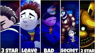 FNAF Into The Pit - All 5 ENDINGS (Showcase) | 3 Stars, 2 Stars, Bad, Leave , Secret Endings