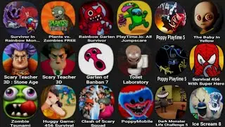 Garten Of Banban 8, Scary Teacher 3D, Ice Scream 8, Death Park, Granny 3, Roller Balls X, IS8