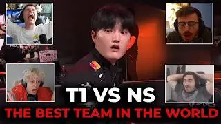 Streamers React to Peyz PENTAKILL and Faker OWNING Everyone | T1 vs NS Reactions