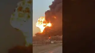 Видео взрыва в США в Техасе, столкнулись поезд с нефтепродуктами и грузовик