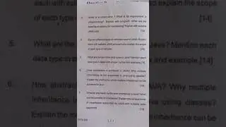 Object Oriented Programming In Java || Question Paper || BCA 3rd Semester