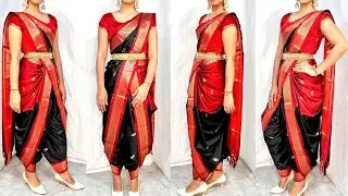 5 METER COTTON SAREE DRAPING IN NEW DHOTI STYLE SAREE|DHOTI SAREE KAISE PAHNE|HINDI