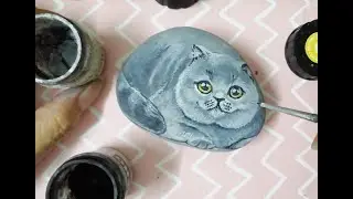 Pets Art_Rock Painting Tutorial_Cute Grey Cat