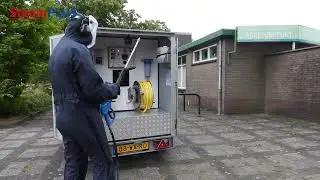 100% fossielvrij reinigen met de meclean® HDTE 250/15 elektrische Hogedruktrailer!