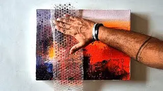 How To Draw Easy Abstract Painting / Using Bubble Wrap / Acrylic Painting Technique