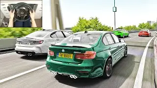 BMW CONVOY - Assetto Corsa + Traffic (Steering Wheel + Shifter) Gameplay