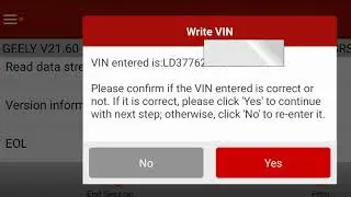 GEELY EMGRAND SRS DTC B101800 NO VIN Number.
