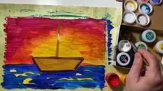 Рисуем морской пейзаж с детьми 5 - 6 лет