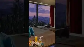 Quiet soothing rain outside the window of a cozy bedroom for deep sleep and meditation