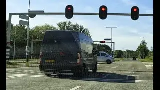 Van awkwardly runs red light