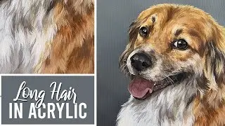 Painting Long Hair On A Dog // Dog Portrait in Acrylic