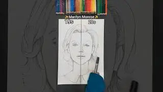 Drawing Marilyn Monroe in Old vs. New STYLES ✨,Crazy Challenge #shorts #drawing #marilyn #viral