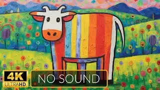 4K | ART Slideshow for TV | Color Cows | 1 Hour | No Sound