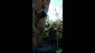 User testing the Port-Air Bouldering Crash pad