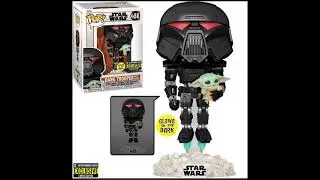 Star Wars: The Mandalorian Dark Trooper with Grogu Glow-in-the-Dark Pop! Vinyl Figure
