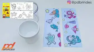 CANECA ACRÍLICA COM GIZ DE CERA para COLORIR | PD BRINDES