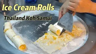 Mango and Banana Ice Cream Rolls - Thailand Street Food