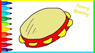 Drawing and coloring Tambourine 🥁🎶 Drawings for kids | Sunny and Bunny Draws