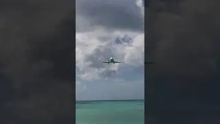 Jet Landing over the Beach of Saint Marteen Island
