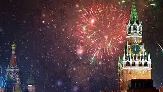 Футаж Кремль идёт снег куранты рождество