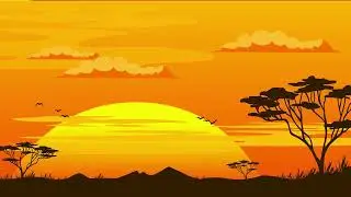 cartoon background african savanna sunset