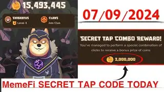 Memefi Secret Reward Combo Today 07/09/2024| Memefi 2,000,000 Coins Code
