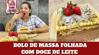 Bolo de massa folhada que faz o maior sucesso aqui em casa