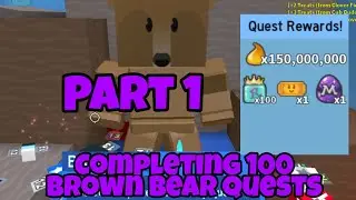 Completing 100 brown bear quest PART 1 in bee swarm simulator
