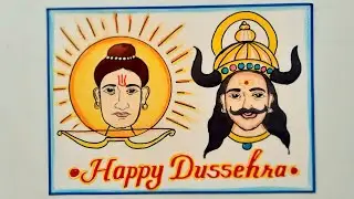 Dussehra Drawing Easy Steps//Happy Dussehra Poster Drawing//How to Draw Rama& Ravna