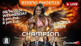 Ms Olympia Andrea Shaw and the Iconic IFBB Pro Rising Phoenix.