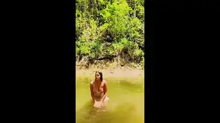 Girl bathing in the pond 😀😀😀😀😀