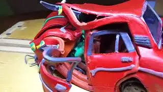 Фронтальный краш тест пластилиновой модели 2106 - Frontal crash test  plasticine model 2106