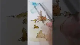 Draw and paint Watercolor and pen By Nil Rocha #shorts