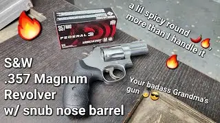 Shooting the S&W .357 Magnum snub nose Revolver. My Weak Ass barely handles a li'l spicy round.