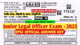 "RPSC JLO Paper 4 Answer Key 2023: Gen. Hindi & Gen. English (Official Solutions)"