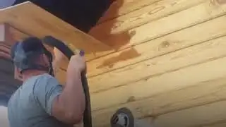 пескоструйная шлифовка дома из клееного бруса