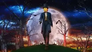 Walking Scarecrow Halloween Night Background 4K VJ Loop Video | No Copyright Motion Background Video