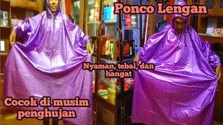 Riview pakai Jas hujan ponco lengan polkadot_kelelawar lengan_Cocok di musim hujan.