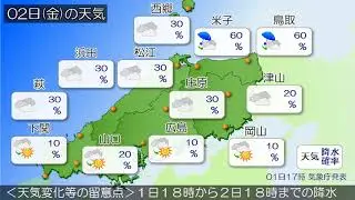 2022/12/01 中国地方の天気予報 夕
