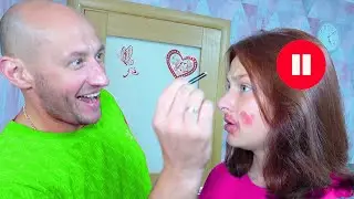 ПАПА стал ВИЗАЖИСТОМ))) ПАУЗА-ЧЕЛЛЕНДЖ!!!!/DAD became a MAKE-UP ARTIST))) PAUSE CHALLENGE!!!!