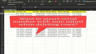 Excel - Auto Adjust Serial Number in Excel using Row Function | Excel Studio