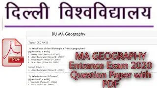 DU MA GEOGRAPHY ENTRANCE EXAM 2020 Question Paper