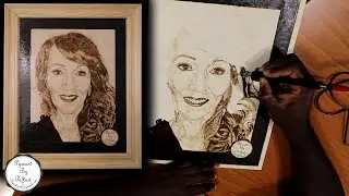 Pyrography (wood burning) portrait (time-lapse)