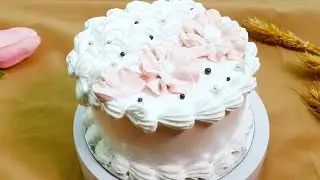 Ripple and Bloom Contrasts: Gorgeous Pink Paste Cream Cake with Half Ripple, Half Flower Decoration