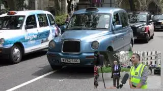 London taxi black cab Olympic Lane demo 17/07/2012