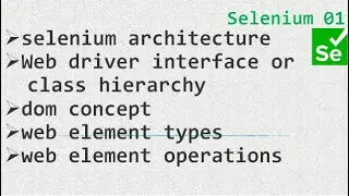 01 Selenium architecture, class hierarchy, dom concept, web element types, element ops