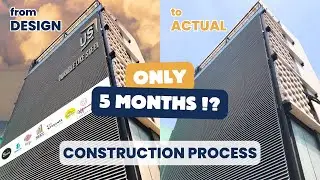 CLOSE-UP OF THE CONSTRUCTION PROCESS OF A STEEL FRAME OFFICE BUILDING
