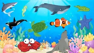 ANIMAIS MARINHOS | APRENDER E ENSINAR NOME, LETRA, COR | FUNDO DO MAR BRINCAR| SEA ANIMAL |CRIANÇAS