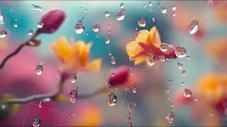 autumn mood water droplets on window glass yellow flowers on background cg animation loop